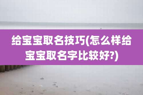 给宝宝取名技巧(怎么样给宝宝取名字比较好?)