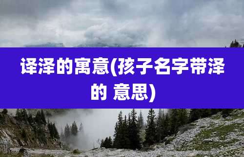 译泽的寓意(孩子名字带泽的 意思)