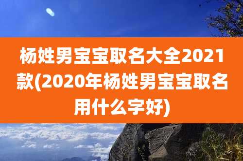 杨姓男宝宝取名大全2021款(2020年杨姓男宝宝取名用什么字好)