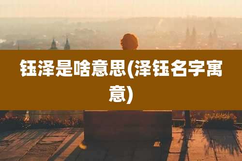 钰泽是啥意思(泽钰名字寓意)