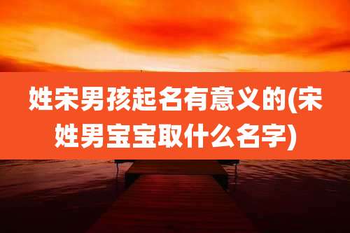 姓宋男孩起名有意义的(宋姓男宝宝取什么名字)