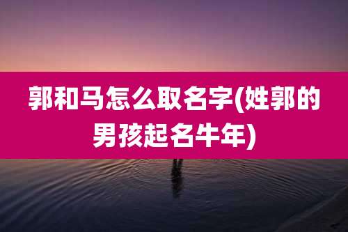 郭和马怎么取名字(姓郭的男孩起名牛年)