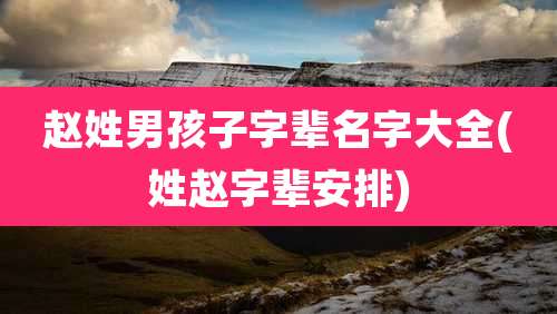 赵姓男孩子字辈名字大全(姓赵字辈安排)