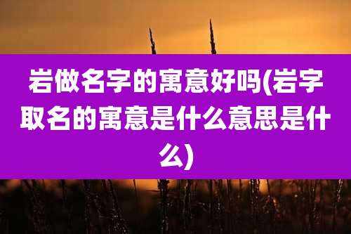 岩做名字的寓意好吗(岩字取名的寓意是什么意思是什么)