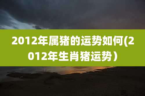 2012年属猪的运势如何(2012年生肖猪运势）