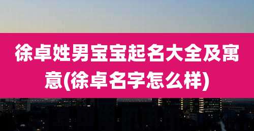 徐卓姓男宝宝起名大全及寓意(徐卓名字怎么样)