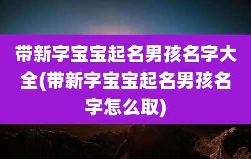 带新字宝宝起名男孩名字大全(带新字宝宝起名男孩名字怎么取)