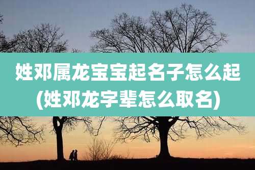 姓邓属龙宝宝起名子怎么起(姓邓龙字辈怎么取名)