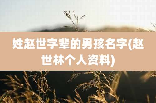 姓赵世字辈的男孩名字(赵世林个人资料)