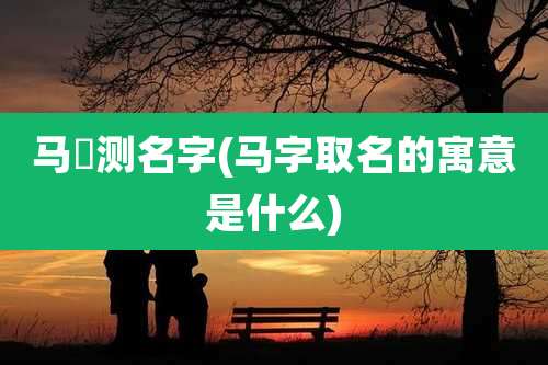 马垚测名字(马字取名的寓意是什么)