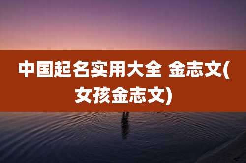 中国起名实用大全 金志文(女孩金志文)