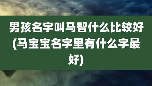 男孩名字叫马智什么比较好(马宝宝名字里有什么字最好)