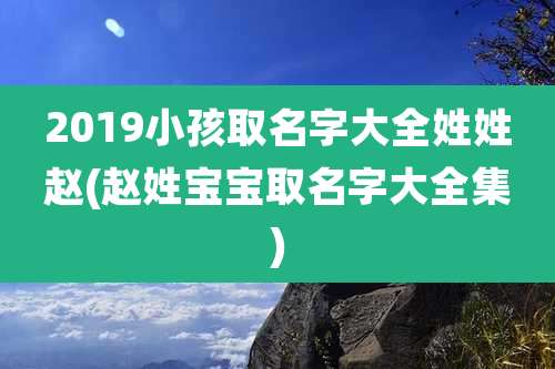 2019小孩取名字大全姓姓赵(赵姓宝宝取名字大全集)