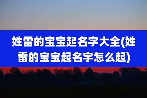 姓雷的宝宝起名字大全(姓雷的宝宝起名字怎么起)