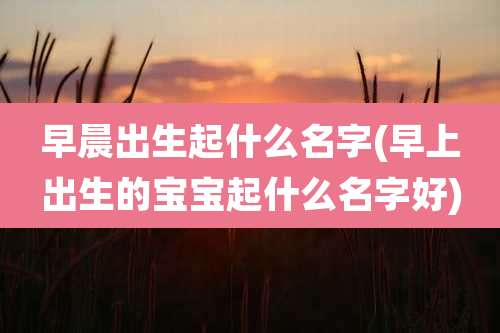 早晨出生起什么名字(早上出生的宝宝起什么名字好)