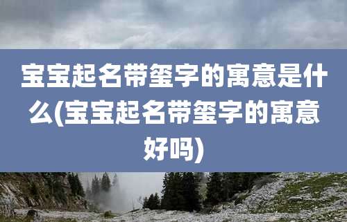 宝宝起名带玺字的寓意是什么(宝宝起名带玺字的寓意好吗)