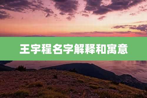 王宇程名字解释和寓意