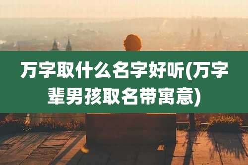 万字取什么名字好听(万字辈男孩取名带寓意)