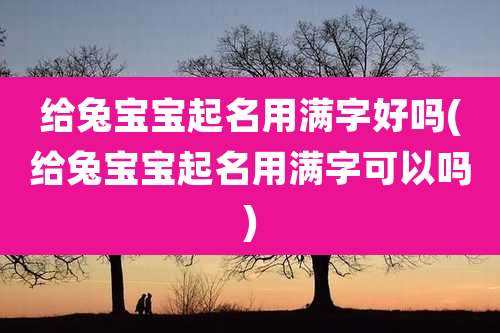 给兔宝宝起名用满字好吗(给兔宝宝起名用满字可以吗)