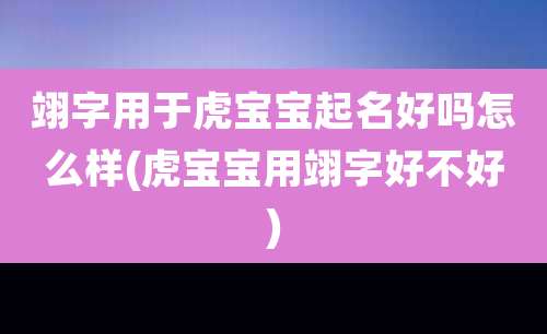 翊字用于虎宝宝起名好吗怎么样(虎宝宝用翊字好不好)