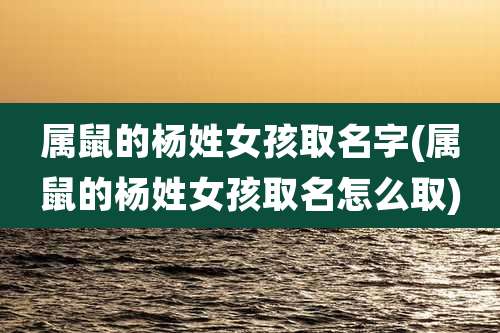 属鼠的杨姓女孩取名字(属鼠的杨姓女孩取名怎么取)