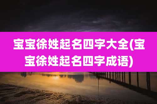 宝宝徐姓起名四字大全(宝宝徐姓起名四字成语)