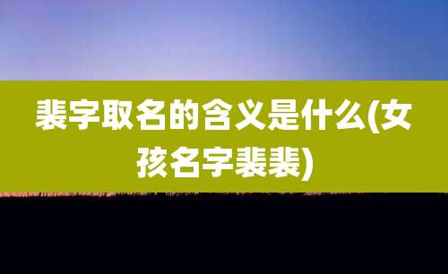 裴字取名的含义是什么(女孩名字裴裴)