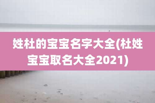 姓杜的宝宝名字大全(杜姓宝宝取名大全2021)