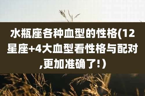 水瓶座各种血型的性格(12星座+4大血型看性格与配对,更加准确了!）