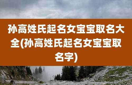 孙高姓氏起名女宝宝取名大全(孙高姓氏起名女宝宝取名字)