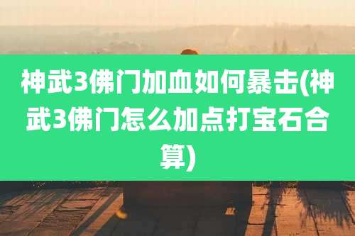神武3佛门加血如何暴击(神武3佛门怎么加点打宝石合算)