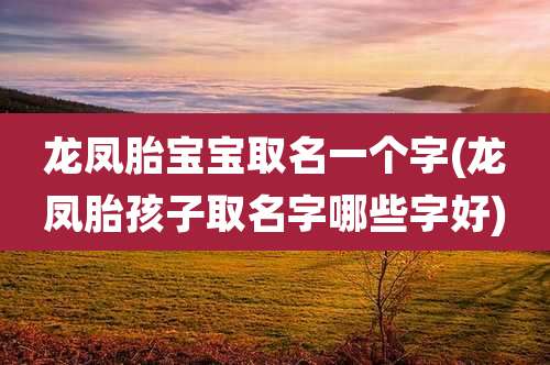 龙凤胎宝宝取名一个字(龙凤胎孩子取名字哪些字好)