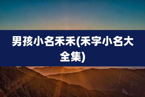 男孩小名禾禾(禾字小名大全集)