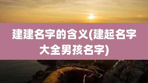 建建名字的含义(建起名字大全男孩名字)