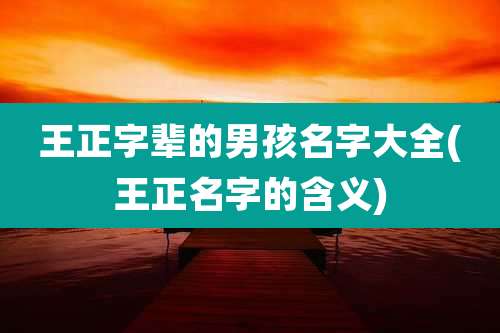 王正字辈的男孩名字大全(王正名字的含义)