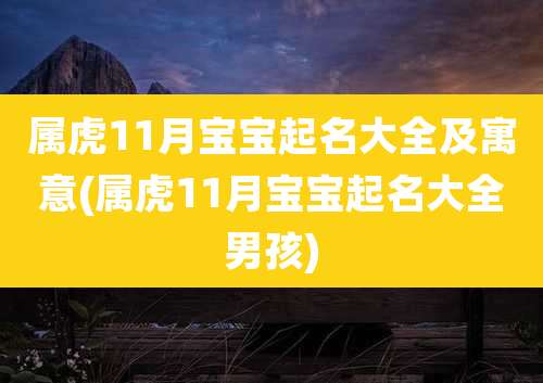 属虎11月宝宝起名大全及寓意(属虎11月宝宝起名大全男孩)