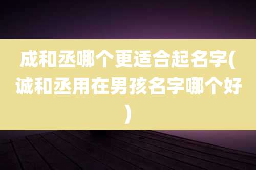成和丞哪个更适合起名字(诚和丞用在男孩名字哪个好)