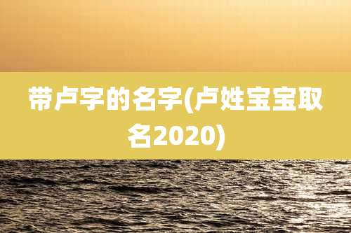 带卢字的名字(卢姓宝宝取名2020)