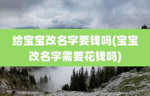 给宝宝改名字要钱吗(宝宝改名字需要花钱吗)