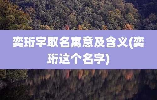 奕珩字取名寓意及含义(奕珩这个名字)