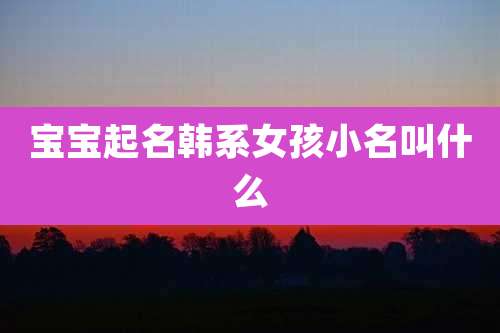 宝宝起名韩系女孩小名叫什么