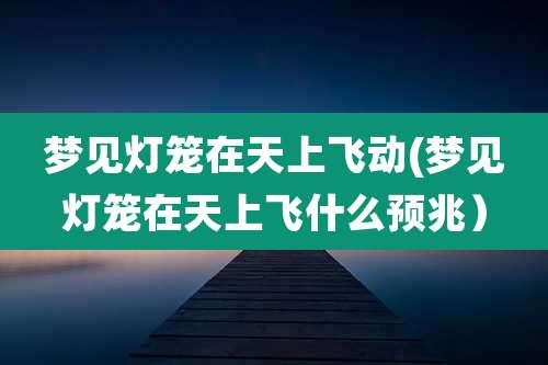 梦见灯笼在天上飞动(梦见灯笼在天上飞什么预兆)