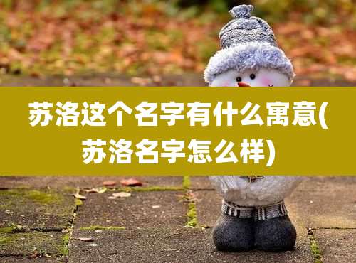 苏洛这个名字有什么寓意(苏洛名字怎么样)