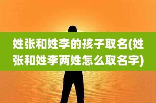 姓张和姓李的孩子取名(姓张和姓李两姓怎么取名字)