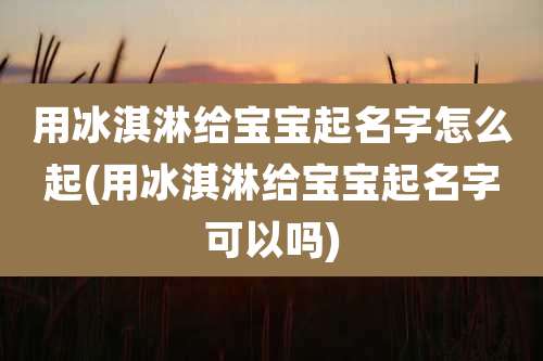 用冰淇淋给宝宝起名字怎么起(用冰淇淋给宝宝起名字可以吗)