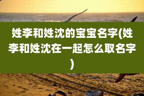 姓李和姓沈的宝宝名字(姓李和姓沈在一起怎么取名字)