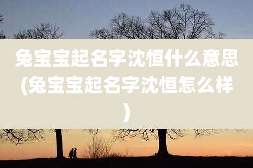 兔宝宝起名字沈恒什么意思(兔宝宝起名字沈恒怎么样)