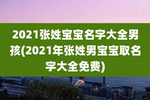 2021张姓宝宝名字大全男孩(2021年张姓男宝宝取名字大全免费)