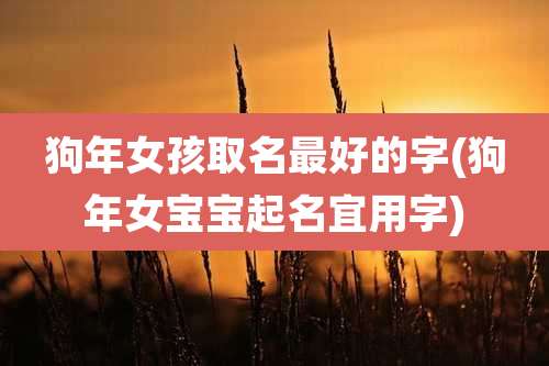 狗年女孩取名最好的字(狗年女宝宝起名宜用字)