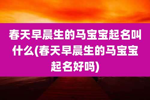 春天早晨生的马宝宝起名叫什么(春天早晨生的马宝宝起名好吗)
